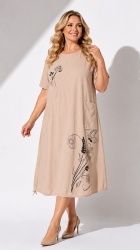 Rochie din bumbac, cu inserție din jerse, Bust maxim 124 cm. - Img 5