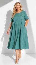 Rochie din bumbac, uni, cu floare 3D, crosetata, Bust maxim 122 cm. - Img 5