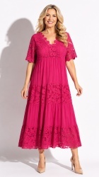 Rochie din dantela si panza din bumbac, bust 118 cm - Img 5