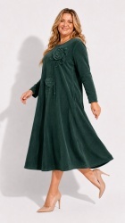 Rochie din velur raiat, bust 120 cm, cu floare 3D - Img 7