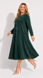 Rochie din velur raiat, bust 120 cm, cu floare 3D - Img 7