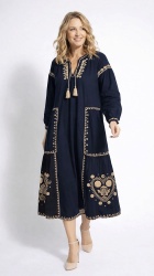 Rochie etno, din bumbac, cu broderie. - Img 2
