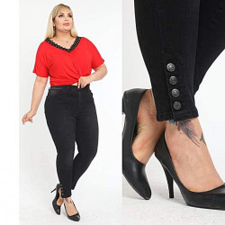 Blugi conici, talie inalta cu extra elastan 057