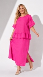 Rochie 2 piese din bumbac si In, bust max 120 cm - Img 12