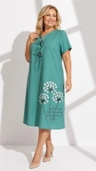 Rochie din bumbac imprimat, cu nasturi aplicati, Bust maxim 122 cm. - Img 5