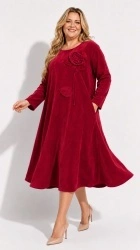 Rochie din velur raiat, bust 120 cm, cu floare 3D