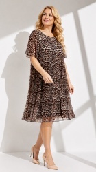 Rochie din voal, plisata, bust 122 cm, max.126 cm. Animal print.