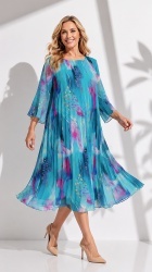 Rochie din voal, plisata, bust 122 cm, max.126 cm. Color. - Img 6
