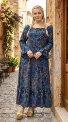 Rochie lunga, cu imprimeu boho, bust 110 cm - Img 2