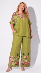 Set 2 piese din In, fusta pantalon si bluza Oversize, bust max 160 cm, Floral.