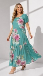 Rochie din bumbac imprimat, Bust maxim 110 cm. - Img 6