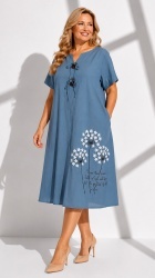Rochie din bumbac imprimat, cu nasturi aplicati, Bust maxim 122 cm. - Img 11