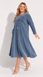 Rochie din velur raiat, bust 120 cm, cu floare 3D