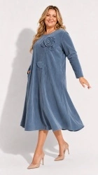 Rochie din velur raiat, bust 120 cm, cu floare 3D - Img 2
