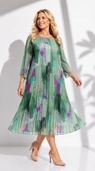 Rochie din voal, plisata, bust 122 cm, max.126 cm. Color. - Img 3