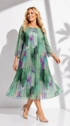 Rochie din voal, plisata, bust 122 cm, max.126 cm. Color. - Img 3