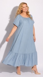 Rochie larga din Denim, cu volan, Bust maxim 140 cm. - Img 3