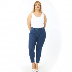 Blugi conici, talie inalta cu extra elastan 056 - Img 3