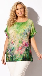 Bluza multicolora din vascoza, bust 120 cm - Img 5