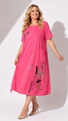 Rochie din bumbac, cu inserție din jerse, Bust maxim 124 cm. - Img 6