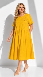 Rochie din bumbac, uni, cu floare 3D, crosetata, Bust maxim 122 cm. - Img 6