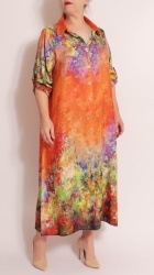 Rochie din matase cu imprimeu floral, bust max.120 cm. - Img 4