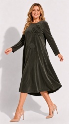 Rochie din velur raiat, bust 120 cm, cu floare 3D - Img 8