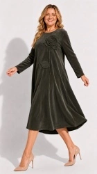 Rochie din velur raiat, bust 120 cm, cu floare 3D - Img 8