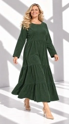 Rochie din velur raiat, bust 124 cm, cu volane