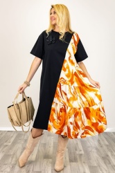 Rochie, neagra OVERSIZE, tricot tip jerse si satin. - Img 1
