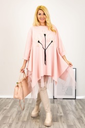 Rochie stil tunica, asimetrica, cu tule, Giorgia - Img 3