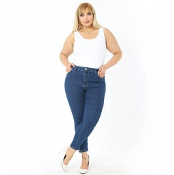 Blugi conici, talie inalta cu extra elastan 056 - Img 4