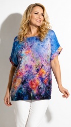 Bluza multicolora din vascoza, bust 120 cm - Img 2