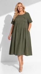 Rochie din bumbac, uni, cu floare 3D, crosetata, Bust maxim 122 cm. - Img 3