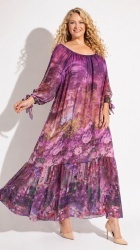 Rochie din matase imprimata, Bust maxim 130 cm.