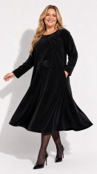 Rochie din velur raiat, bust 120 cm, cu floare 3D - Img 5