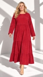 Rochie din velur raiat, bust 124 cm, cu volane