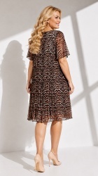 Rochie din voal, plisata, bust 122 cm, max.126 cm. Animal print. - Img 2