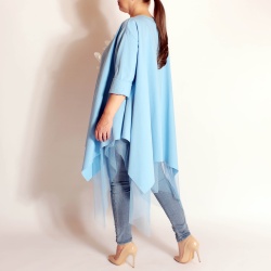 Rochie stil tunica, asimetrica, cu tule, Giorgia - Img 4