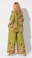 Set 2 piese din In, fusta pantalon si bluza Oversize, bust max 160 cm, Floral. - Img 2