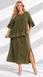 Rochie 2 piese din bumbac si In, bust max 120 cm - Img 10