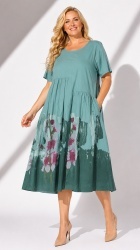 Rochie din bumbac imprimat pe poale, Bust maxim 122 cm. - Img 2