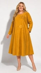 Rochie din velur raiat, bust 120 cm, cu floare 3D - Img 3