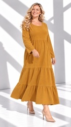 Rochie din velur raiat, bust 124 cm, cu volane - Img 8
