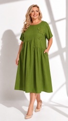 Rochie din bumbac, uni, cu floare 3D, crosetata, Bust maxim 122 cm. - Img 7