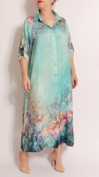 Rochie din matase cu imprimeu floral, bust max.120 cm. - Img 5