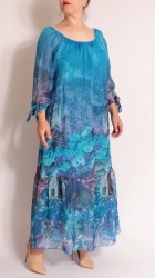 Rochie din matase imprimata, Bust maxim 130 cm. - Img 5