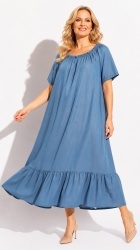Rochie larga din Denim, cu volan, Bust maxim 140 cm.