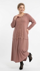 Rochie lunga, cu broderie aplicata, Simina