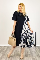 Rochie OVERSIZE, tricot tip jerse si satin. - Img 4